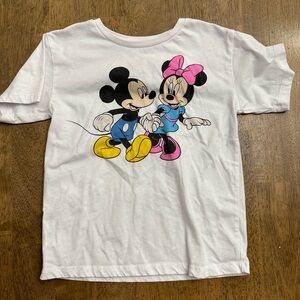 Kids White Mickey and Minnie Mouse T-Shirt